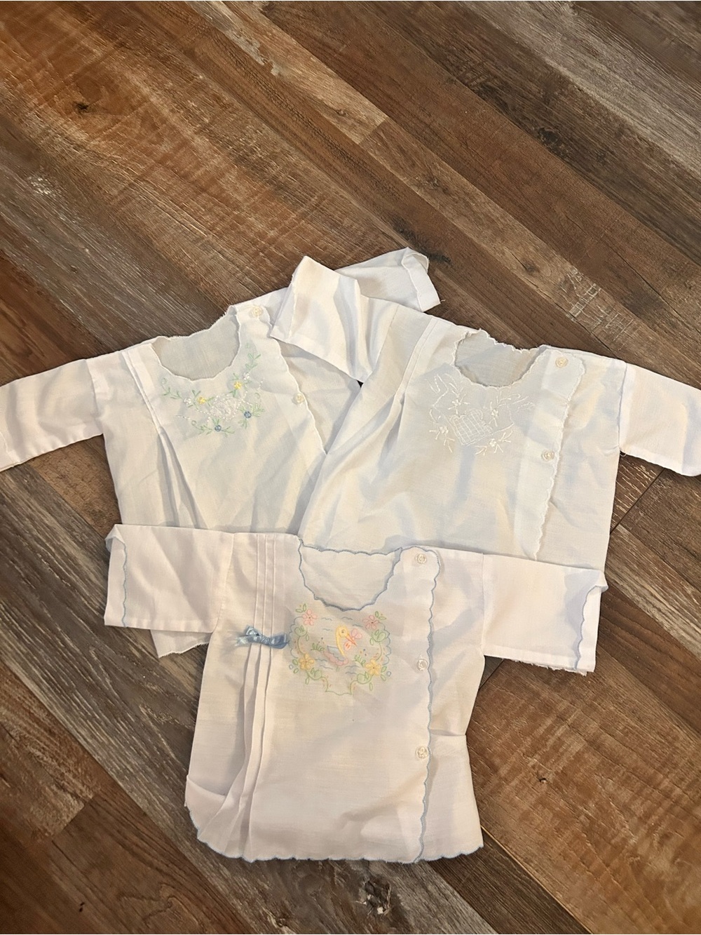 50%offw❤️3 Pc Vintage Infant Baby  Diaper Shirt White  Embroidery Scallop Edge